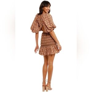 Acler Brooks Mini Dress - Neutral Leaves Size AU 10 (US 6)
